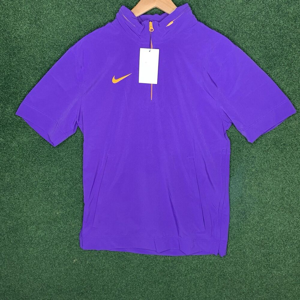 Sz S Nike Coaches 1/4 Zip Hooded SS Jacket Purple Yellow Men’s Small FJ9548-546